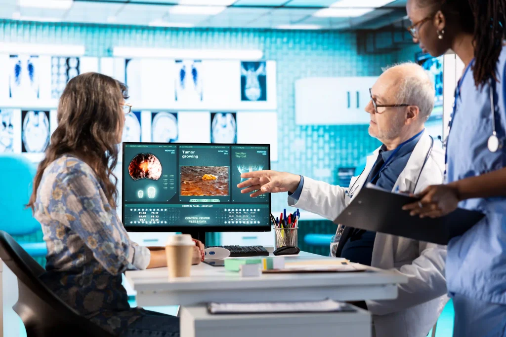 AI patient triage system integrated into hospital healthcare workflow dashboard