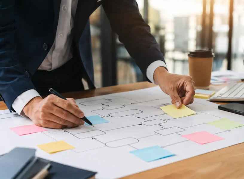 business-process-mapping-guide Business professional mapping workflows before business process automation