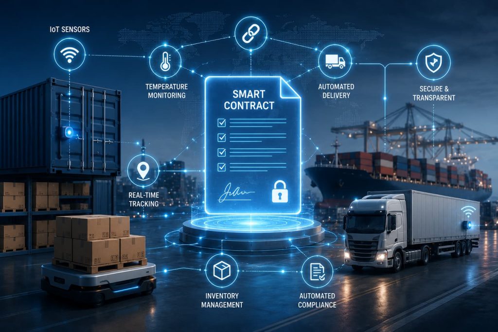 Smart contracts and IoT sensors automating supply chain logistics
