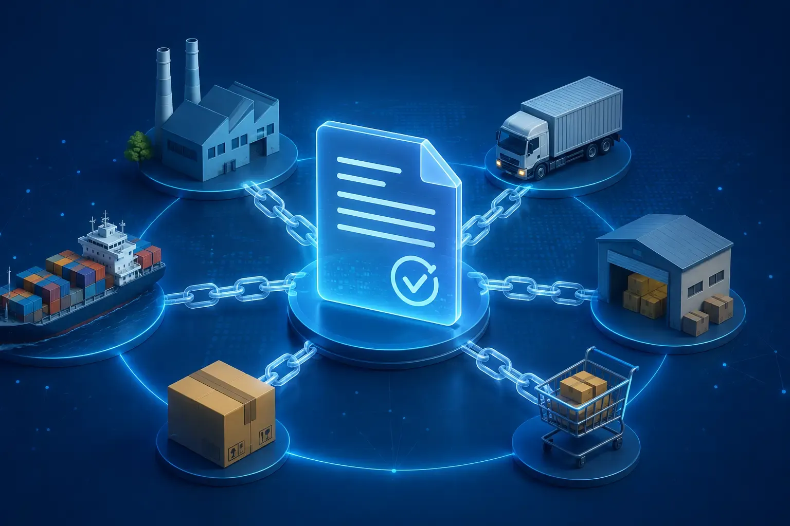 Blockchain smart contract verifying product traceability across supply chain stages